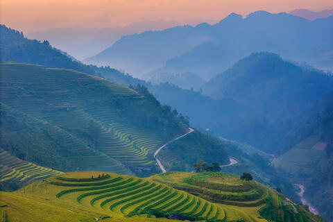 Sunrise Over Mu Cang Chai Rice Terraces