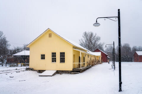 Snowy Morning by the Train Station