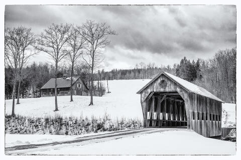 Winter's Glimpse: Mill Brook Covered Bridge