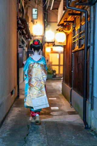 Elegance of Gion: A Geisha's Homeward Stroll