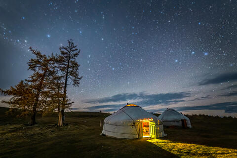 Ger Tent Under Starlit Skies