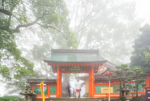 Mystical Gateway: Seiganto-ji Temple in the Rain
