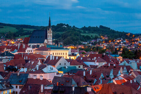 Twilight Over Český Krumlov: A Rooftop Vista