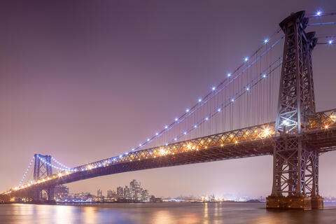 Nocturnal Radiance of Manhattan Bridge"