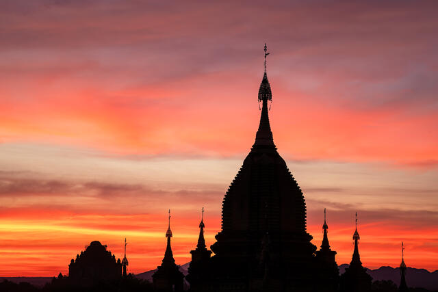 Radiant Sunrise Over Bagan's Temples