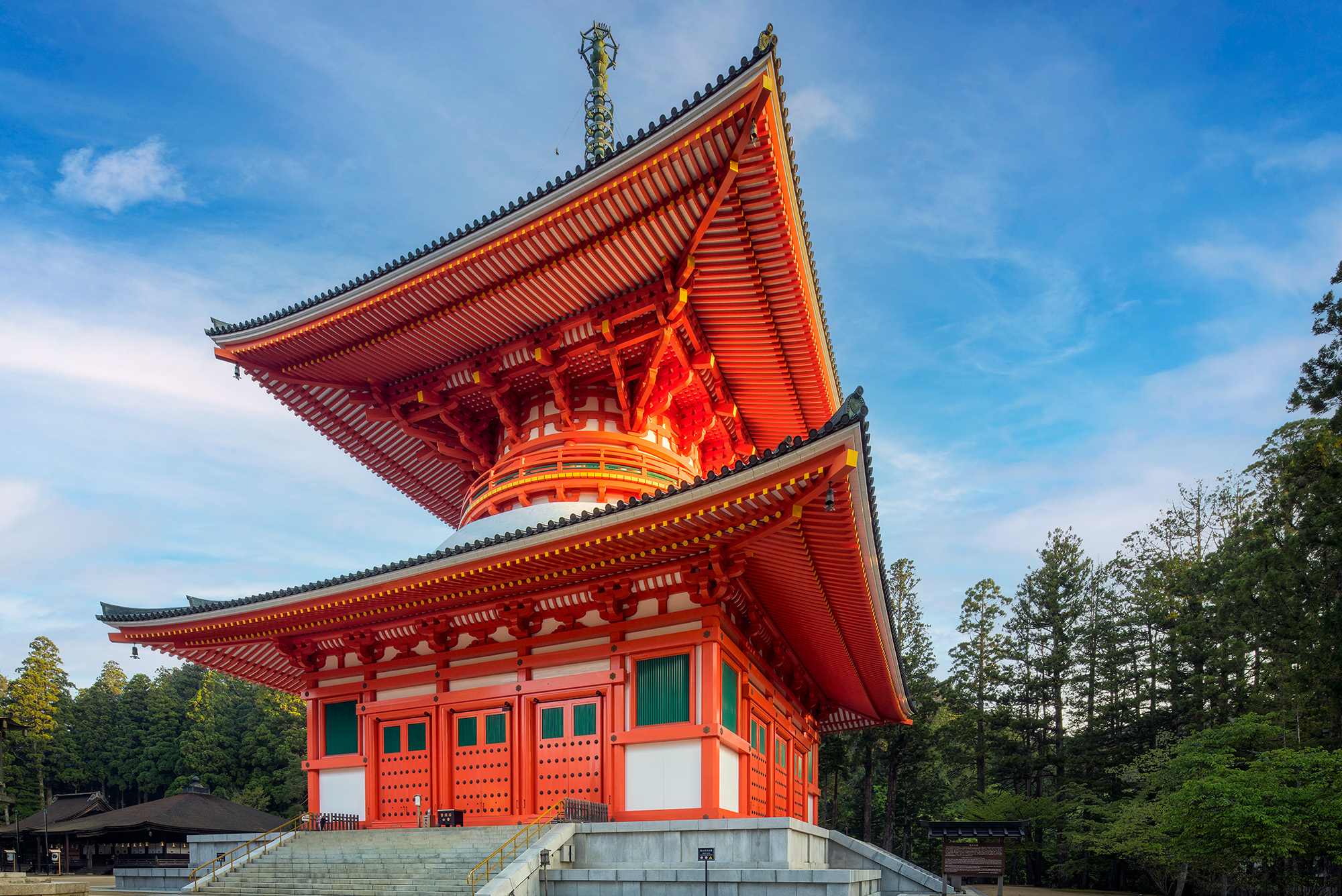 Majestic Stupa: A Tribute to Koyasan's Legacy In homage to Koyasan's 1200-year legacy of spiritual enlightenment, this image encapsulates the grandeur of the temple stupa...