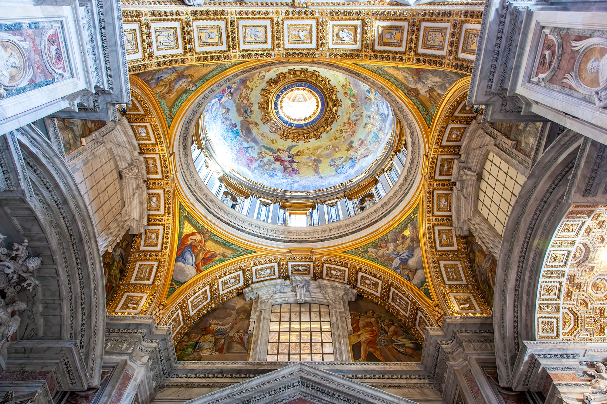 Symmetrical Splendor: St. Peter's Oval Dome Gazing upwards at the oval dome of St. Peter's Basilica in the Vatican, I am immersed in a world of impeccable symmetry. The...