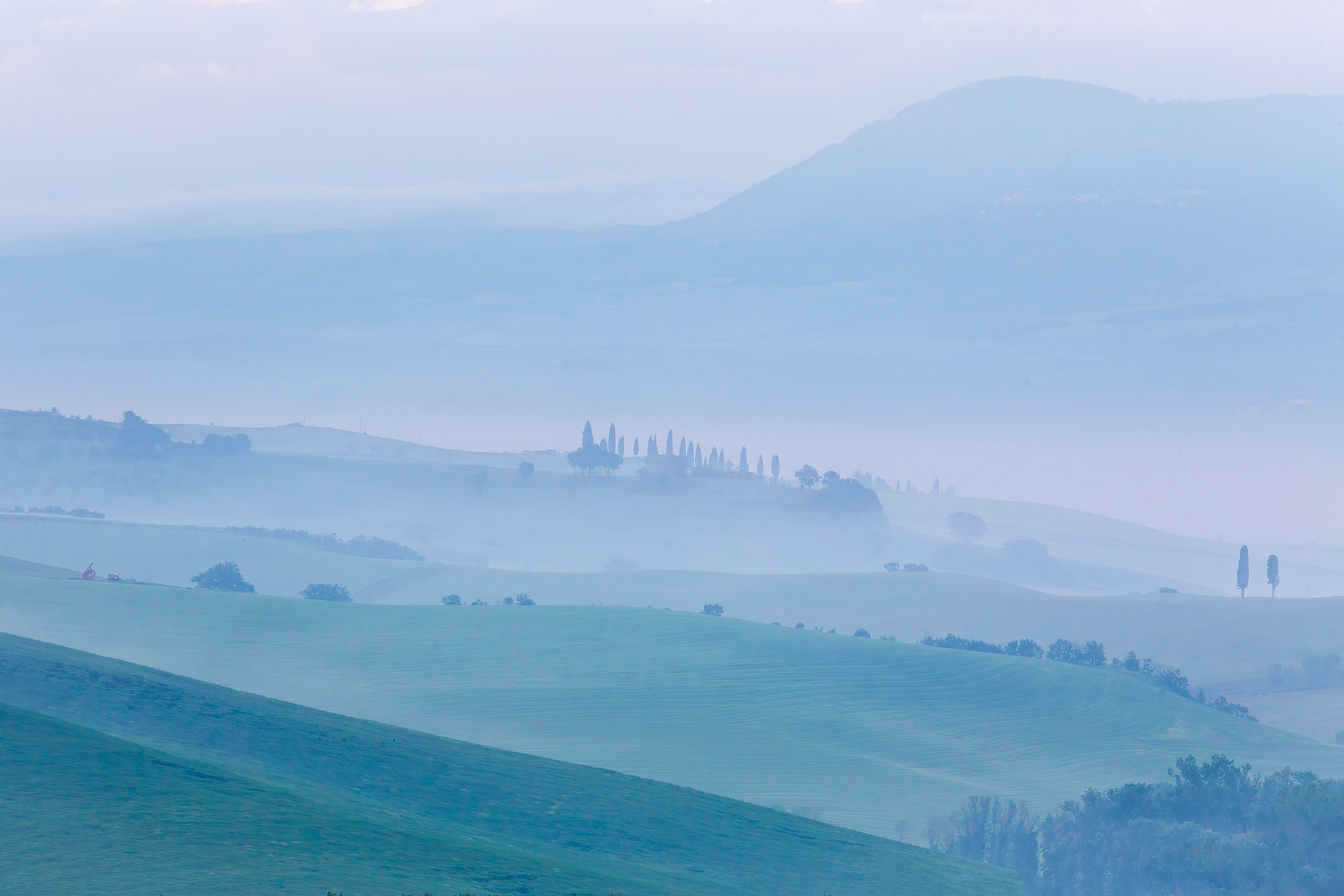 Foggy Morning My first morning waking up before sunrise in early May in Val d'Orcia presented me with this soft foggy scene. This time of year...