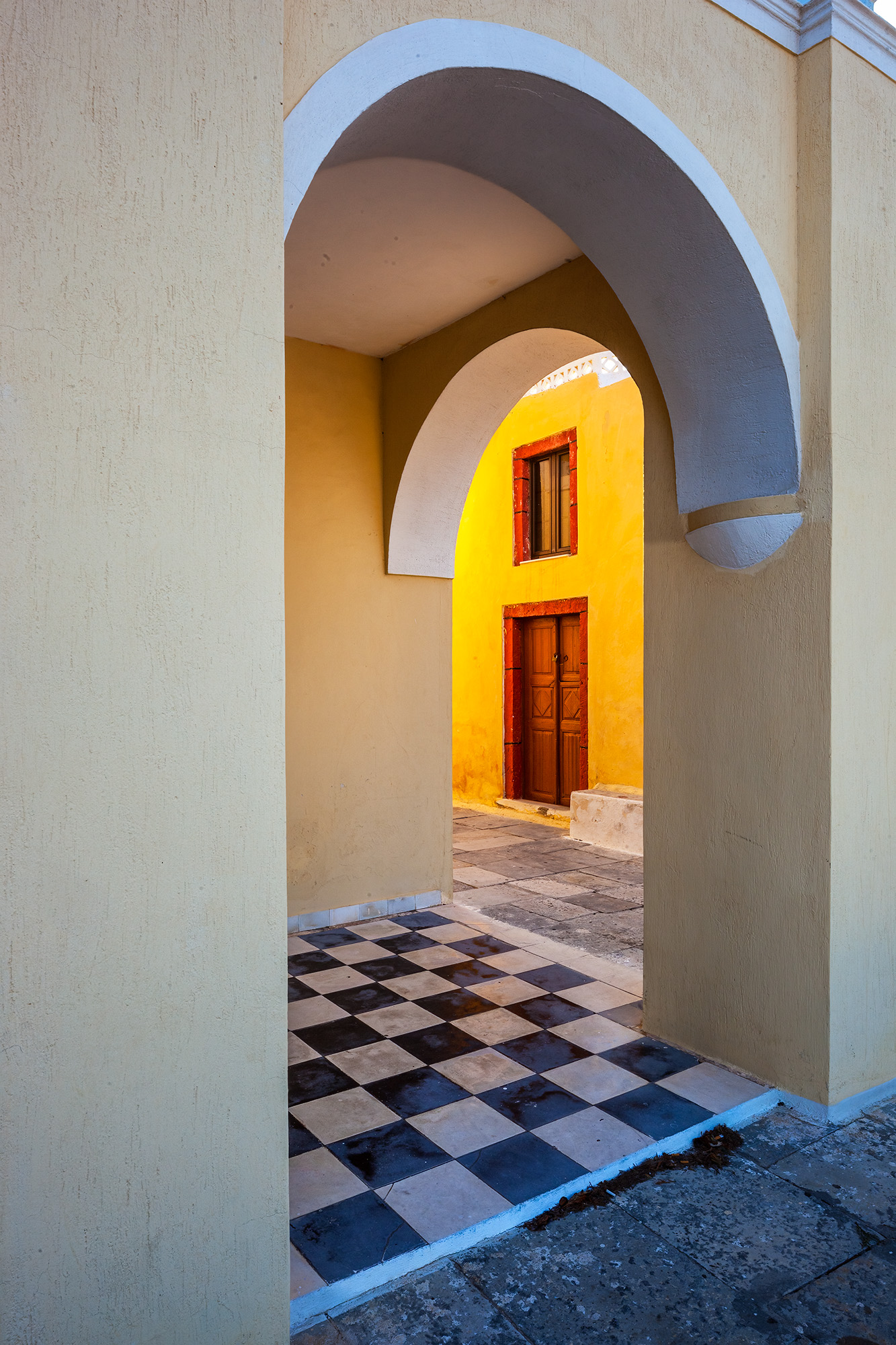 Passage to Radiance This vertical composition captures the allure of passage and transformation. Two elegant archways, adorned with a checkered black...