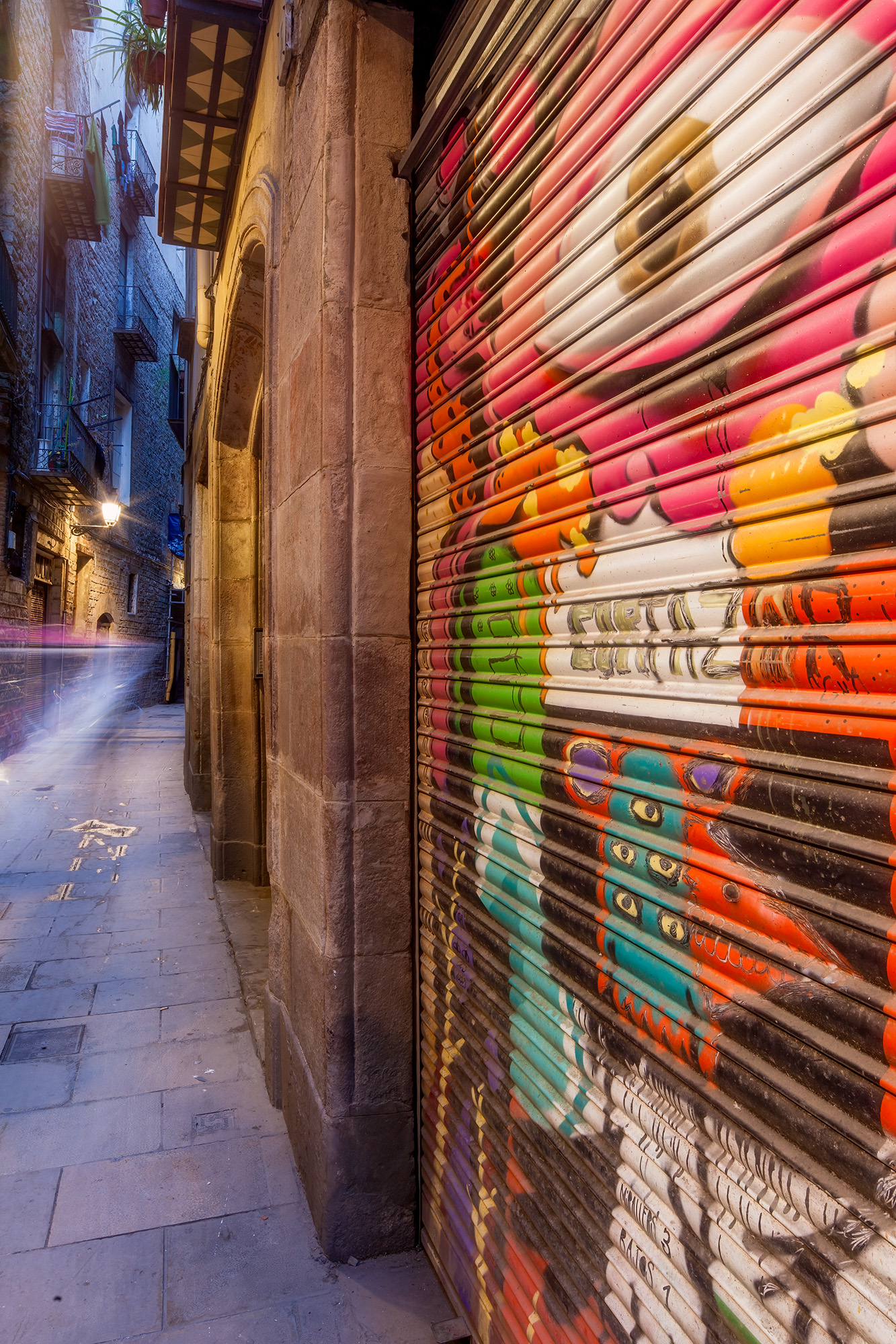 In Barcelona, Spain, beneath the veil of night, I peered down an alleyway that revealed a closed storefront. Its door, painted...