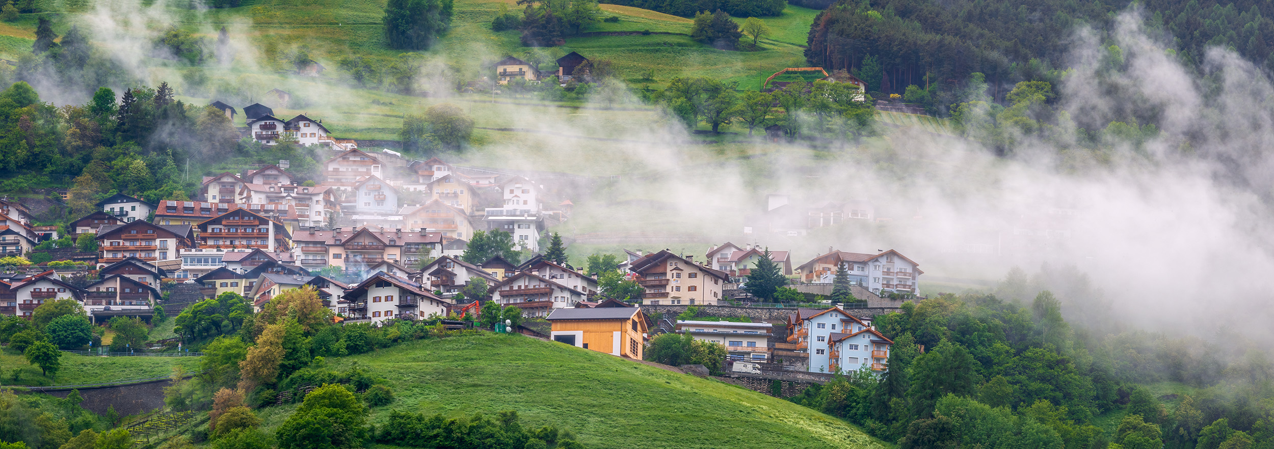 Alpine Village Enshrouded In the vicinity of Bolzano, Italy, I stood in awe of a scene that seemed like it belonged to another world. Using multiple images...