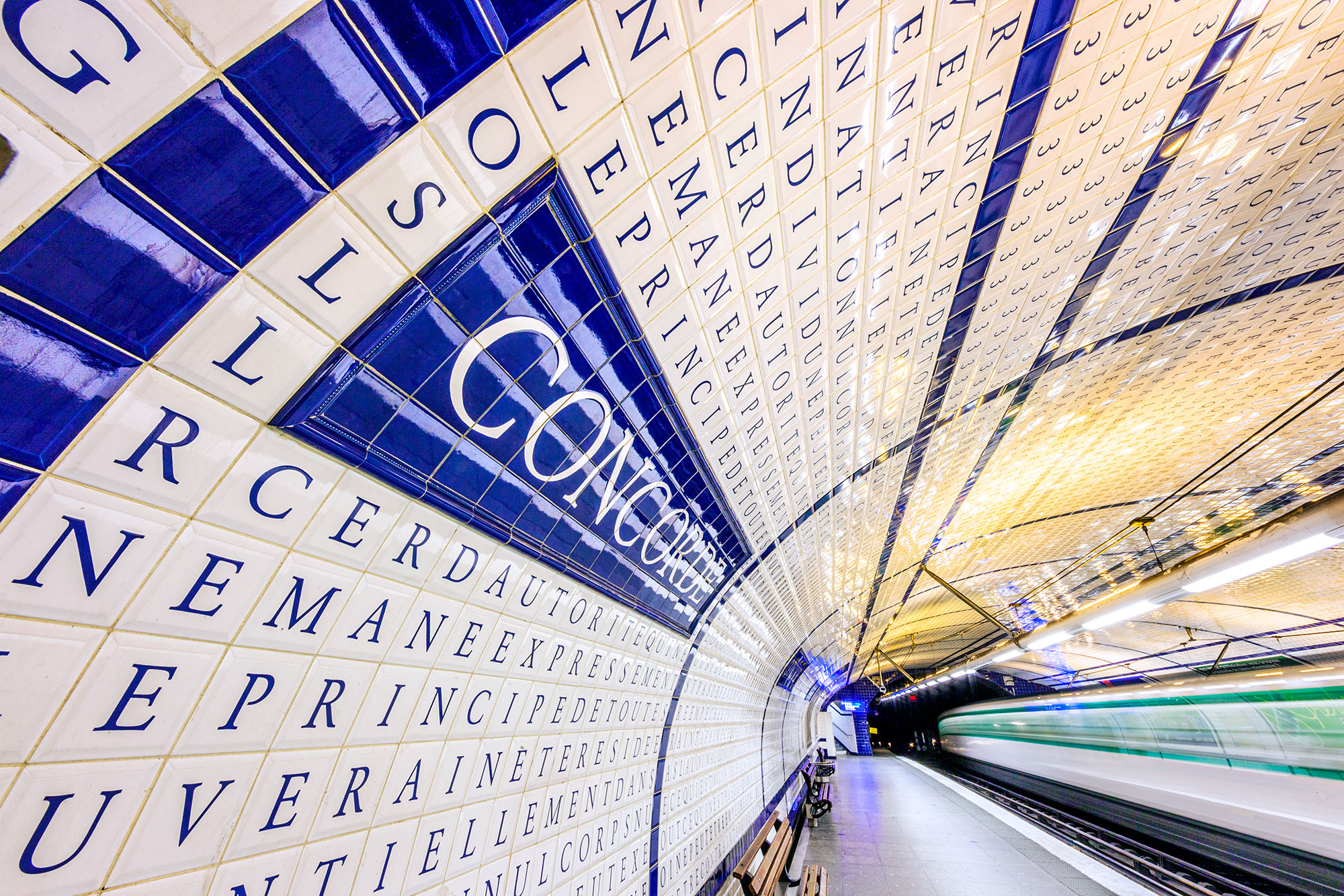 Metro Musings "Metro Musings" offers a unique perspective of the Concorde metro station in Paris, France, through the lens of a wide 14mm Canon...