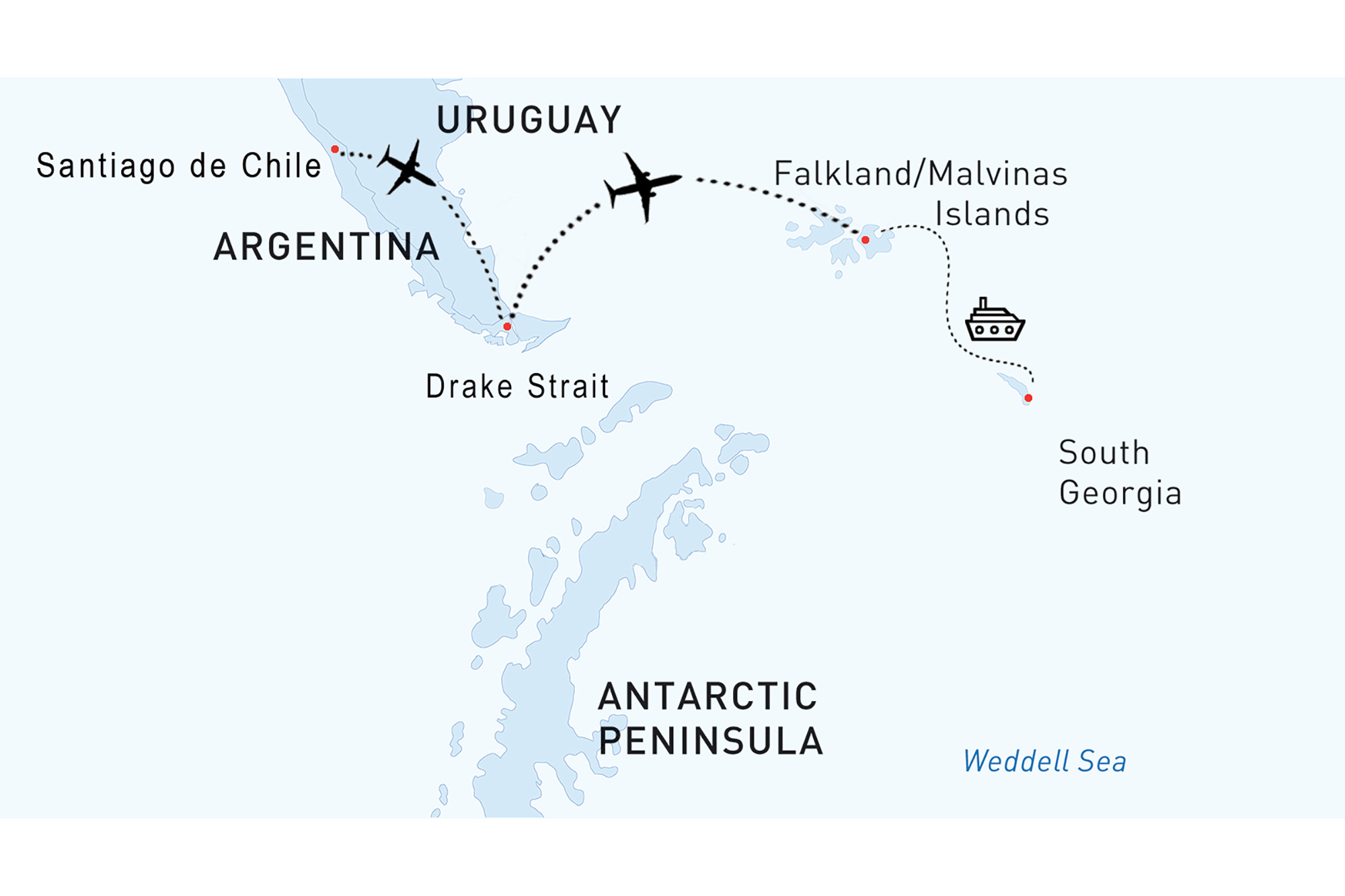 Journey to South Georgia "Journey to South Georgia" illustrates the path to reach the remote South Georgia Island in the southern Atlantic Ocean. Beginning...