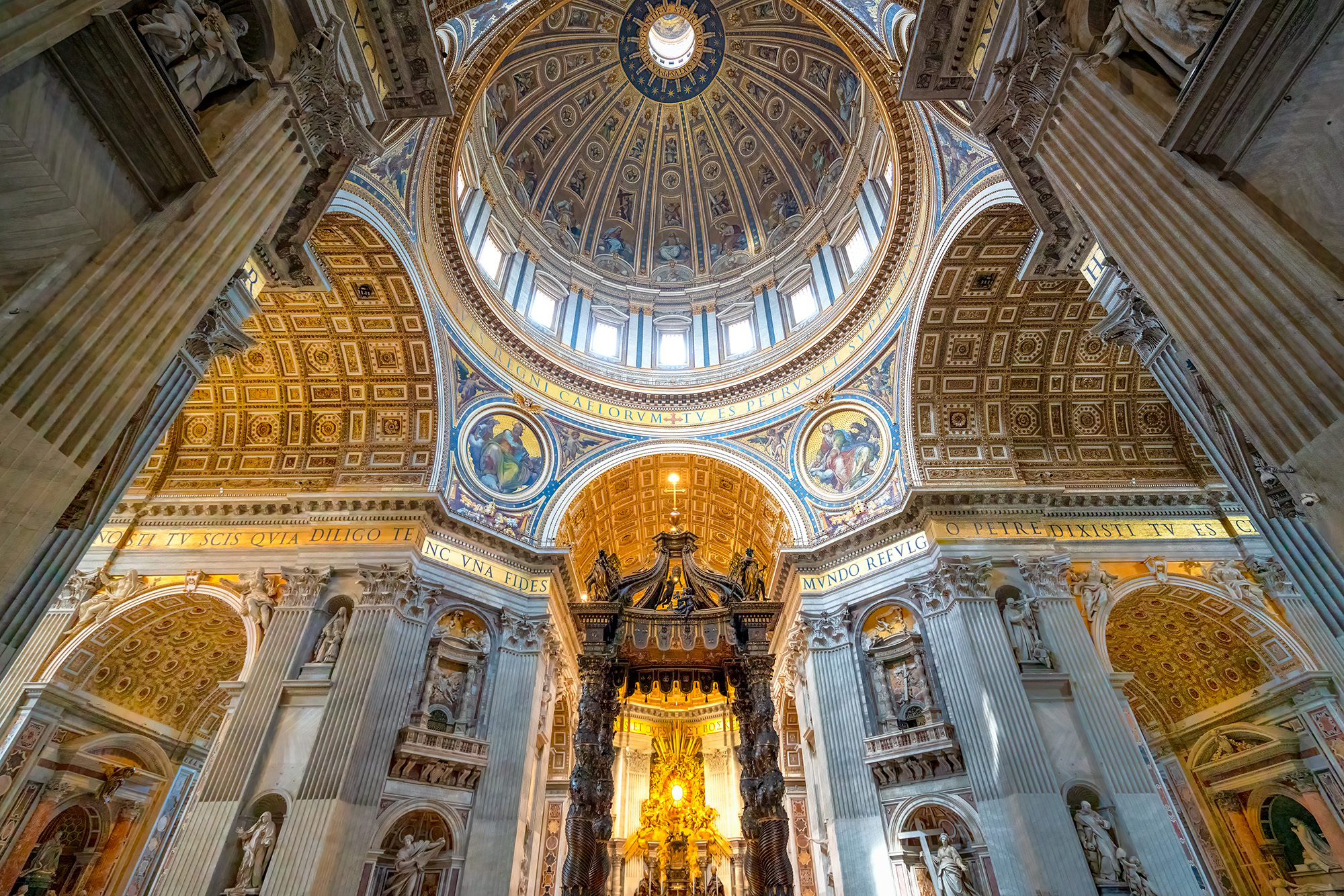 St. Peter's Baldachin The photograph captures the majestic St. Peter's Baldachin inside the Vatican, adorned with intricate details and grandeur. The...